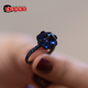 Chengyuanxiang CREORISETIN ring for women black gold tanzanite dark blue zircon fashion sense creative ring ring - opening adjustable