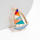 Qlady colorful sailing brooch, high-end female cute, light luxury, smooth sailing corsage, temperament, anti-exposure decorative pin, suit clothes, fashion jewelry, birthday gift for elders, wife and colleagues