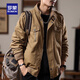 ROMON jacket American heavy work jacket men's spring and autumn loose trendy brand retro casual handsome men's motorcycle cotton khaki XL (140-155Jin Jin equals 0.5 kg)