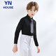 Innovo Children's Shirt Black Long Sleeve Pocket Boys Shirt Black Long Sleeve 150CM