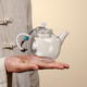 Gaoming (gaoming) small teapot for one person, special tea brewing device for green tea, small capacity transparent glass Kung Fu tea single pot, hand-held tea set, 255ml celestial ball teapot + turquoise teapot rope