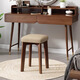 Kunfeng household solid wood dining table bench, living room soft bag stool, dressing table low stool, stackable simple small stool, simple wooden stool, white surface + solid wood legs, oil wax leather