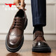 Bull Family Leather Shoes Men's 2025 Autumn and Winter New Brogue Carved Men's Shoes British Retro Business Formal Shoes Men's Casual