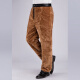 Cool Qiaoyun middle-aged and elderly men's leather pants autumn and winter large size leather pants men's thickened velvet warm windproof leather cotton pants loose PU pants plus velvet thickened leather cotton pants 33 yards [2 feet 6 waist]