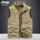JEEP SPIRIT Outdoor Jeep Vest Men's Autumn and Winter New Multi-Pocket Workwear Loose Fishing Vest Men's Jacket Mountaineering Suit Army Green L