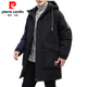 Pierre Cardin 2024 Winter Casual New Youth Jacket Boys Mid-Length Trendy Brand Cotton Clothes Early Thickened Men's Top 6193 Black 4XL