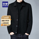 Luo Meng high-end men's woolen coat autumn and winter woolen short double-sided woolen coat thickened dad casual jacket black XL