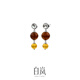 Bai Lan double amber earrings for women, amber 925 silver earrings, niche temperament, exquisite and elegant birthday gift for wife, dark amber earrings