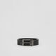 BURBERRY Gift Men's Reversible Charcoal Gray Plaid and Leather Pin Buckle Belt