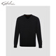 SATCHI Men's Sweater Autumn New Light Mature Style V-neck Cashmere Sweater 100% Cashmere Navy 48