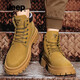 Jeep吉普高帮踢不烂大黄靴男秋冬新款休闲厚底马丁靴英伦风工装靴子男 土黄【标准运动鞋码】 40