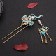 Handmade vintage cloisonné hairpin hairpin burnt blue antique style crested hairpin ancient costume tassel step shake daily Hanfu accessories Yu Rui hairpin