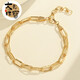Wenyingwei Enya 18k gold double card bracelet large card double ring bracelet lNS light gold style large gold chain 18k yellow 16+3cm