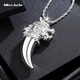Miss JuJu platinum wolf head pendant for men, fashionable pt950 platinum wolf tooth pendant, domineering and trendy men's jewelry, weighs 29-31 grams + comes with leather cord