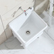 Mop pool ceramic balcony washing mop pool household mop pool bathroom small and large mop basin with high curved faucet 43 cm backrest model manual drain