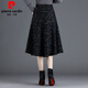 Pierre Cardin Woolen Skirt Women's 2024 Autumn and Winter New Midi-Length Skirt Large D Size Women's A-Line Skirt Pleated Skirt Winter Skirt Skirt Women 5091# Geometric Pattern M Recommendation 105Jin Jin is equal to 0.5kg within