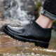 Xili Korean fashion rain boots men's outdoor low-top waterproof shoes short-tube fishing overshoes car wash rubber shoes rain boots gun black 40