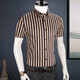 Caizi Yijia striped shirt men's short-sleeved stretch cotton summer slim half-sleeved clothes trendy men's business casual shirt men yellow stripes 5008D 42