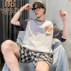 Adolescente modal Pajamas Boy Summer Summer Pure Cotton Junior School Student 12 Niños de mediana edad y niños mayores 15 Summer delgado Estilo de 18 años 689 Blue Bear XL 165-170 Altura/108-120Jin [Jin iguala 0.5 kg]
