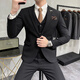 Luo Meng brand light luxury high-end suit suit men's plus size solid color suit suit men's three-piece suit groom wedding dress suit groomsmen dark gray suit + vest + trousers L
