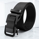 Tenggexiang canvas belt for men, automatic buckle belt, casual pants belt, punch-free, trendy, versatile, fashionable, student military training, black 120CM