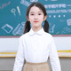 White shirt for boys and girls, long-sleeved bottoming shirt for middle and large children, primary and secondary school uniforms, performance spring and autumn wear, white round neck 130cm