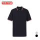 Made in Tokyo, men's short-sleeved POLO shirt business casual classic lapel T-shirt stretch breathable contrast collar navy blue XL