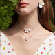 HEFANG He Fang Jewelry Freesia Cluster Necklace Clavicle Chain Light Luxurious and High-end Birthday Gift for Girlfriend White