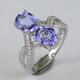 TIYA Colorful Blue Tanzanite Ring No. 13, 9K Gold Blue Tanzanite Double Tanzanite Ring R9KS5