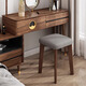 Kunfeng household solid wood dining table bench, living room soft bag stool, dressing table low stool, stackable simple small stool, simple wooden stool, white surface + solid wood legs, oil wax leather