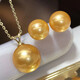 Shimao Yellow Pearl Set Earrings Pendant High Quality 18k Set Comparable to South Sea Gold Beads, Gorgeous, Gorgeous and Noble