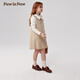 PawinPaw cartoon bear children's clothing autumn and winter girls' houndstooth woolen dress sweet Beige beige/35 120 cm