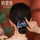 Bosiya new Chinese style large intestine hair band for women with hair tied on the back of the head, blue ball-shaped hair band, headband, hair ornament, blue lotus