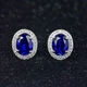 Sapphire 925 silver stud earrings set with colorful sapphire blue corundum tanzanite jewelry earrings plated women's picture color blue earrings pair