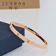 Junhong 18K rose gold plain gold rice-shaped pattern, fashionable and versatile royal concubine bracelet, oval glossy Valentine's Day 18K rose gold 3.3mm16#6g 54