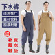 Famous waders, reservoir rain trousers with rain shoes, waterproof clothes, half-length one-piece waders for men, thickened whole body, 105 silk khaki half-length trousers, recommended model, shoe size 42