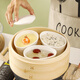 Muziqiu ceramic steaming bowl with lid, baby stew pot, small steaming cup, water-proof steamed egg, steamed rice, stewed egg, steamed egg custard special bowl, egg-shaped high-temperature ceramic bowl*3+porcelain lid*3