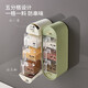 Yimeihui's new wall-mounted seasoning box, no punching, one-piece multi-grid kitchen sugar, salt, MSG bottles and cans, seasonings, dust-proof and moisture-proof, thickened version, light shirt green, seasoning spoon*3