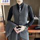 Jason's Double Breasted Suit Men's Three Piece Slim Groom Wedding Dress Complete Business Casual Suit Jacket Medium Gray (Single Suit) 4XL (Suitable for 155-170 Jin Jin equals 0.5 kg)