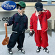 Disney (Disney) boys' autumn handsome baseball uniform suit new small and medium-sized children's street spring and autumn jacket sports two pieces black 150 yards