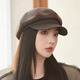 Shenggeer octagonal beret women's autumn and winter Korean version versatile 2025 new British retro face-showing small fashion newsboy hat brown one size