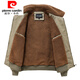 Pierre Cardin fur collar cotton jacket men's autumn and winter velvet thickened cotton. Clothes American high-end workwear flight jacket cotton. Clothes 1811-Black Blue XL Recommended 136-150Jin Jin equals 0.5 kg