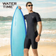 WATERTIME/Shuichuan Men's Swimsuit and Swimming Pants One-piece Short-Sleeved Diving Suit Men's Swimsuit Black Silver XL