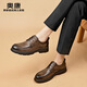 Aokang men's shoes 2025 new spring and autumn men's business casual leather shoes genuine leather thick-soled formal shoes non-slip commuter derby shoes brown 1245211038N 40