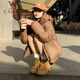 Camel 660 Chaqueta de caída alta para mujeres con capucha con capucha a prueba de viento para mujeres 724ca6b601b, marrón seco, mujeres 2xl