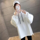 Langyue Women's Spring Thin T-shirt Hooded Sweatshirt Women's Korean Style Loose Long-Sleeved Top Student Ins Hoodie Jacket Trendy LWWY201184 White M/One Size