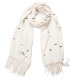 SiggiSI89459 scarf for women in autumn and winter, versatile Korean fashion student personality embroidered scarf cute girl Japanese dual-purpose shawl off-white 180*63CM including gift bag