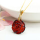Tris raw amber pendant, water purification blood amber rose necklace, jewelry pendant, Valentine's Day gift for mom and wife, blood amber rose pendant (with silver chain)