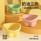 Qi Oh Cat Bowl Ceramic Cat Food Bowl Dog Bowl Food Bowl Cat Rice Bowl Large Diameter Water Bowl Slant Bowl Anti-Tip Bowl Pet Supplies Double Bowl + Grain Spoon Matcha Green + White Peach Powder