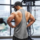 Lutielang professional fitness clothes loose quick-drying sleeveless blouse muscle training racer vest running sports men beige color L